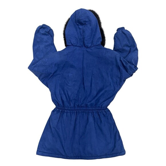 Skea Paris Vail Vintage Ski Zip-up Jacket Faux Fur Trim Winter Coat Blue Size 12 - Picture 4 of 10